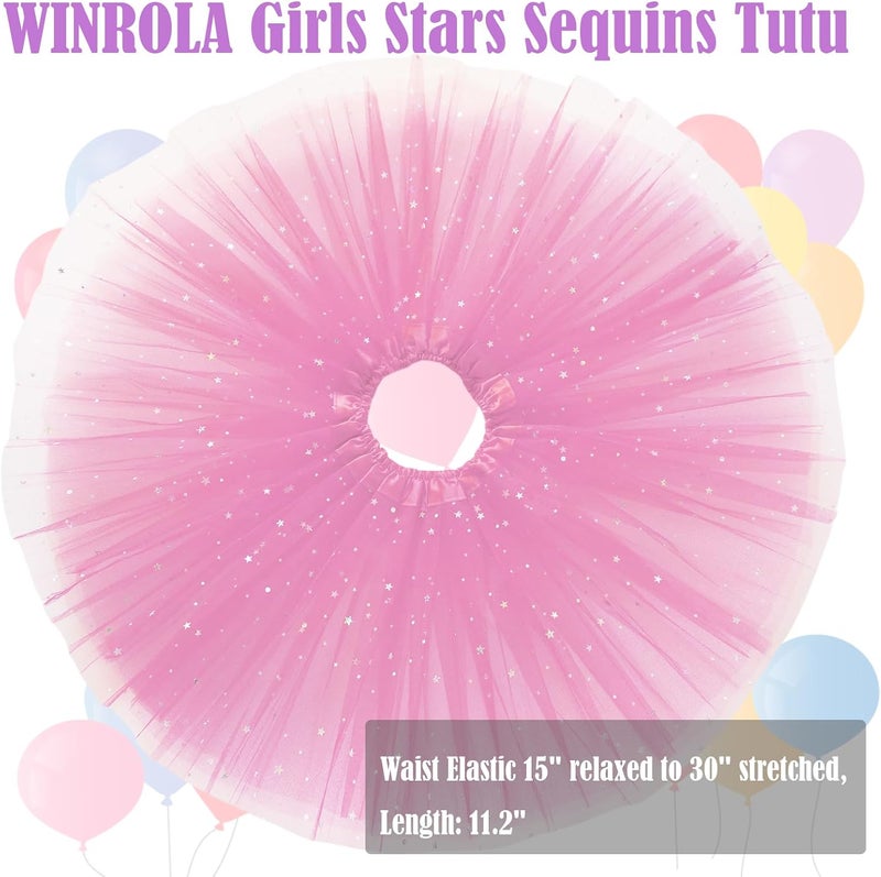 WINROLA Girls Stars Sequins Tutu Skirt Princess Ballet Dance Tutu Dress 3 Layered Halloween Christmas Tutu - Image 2